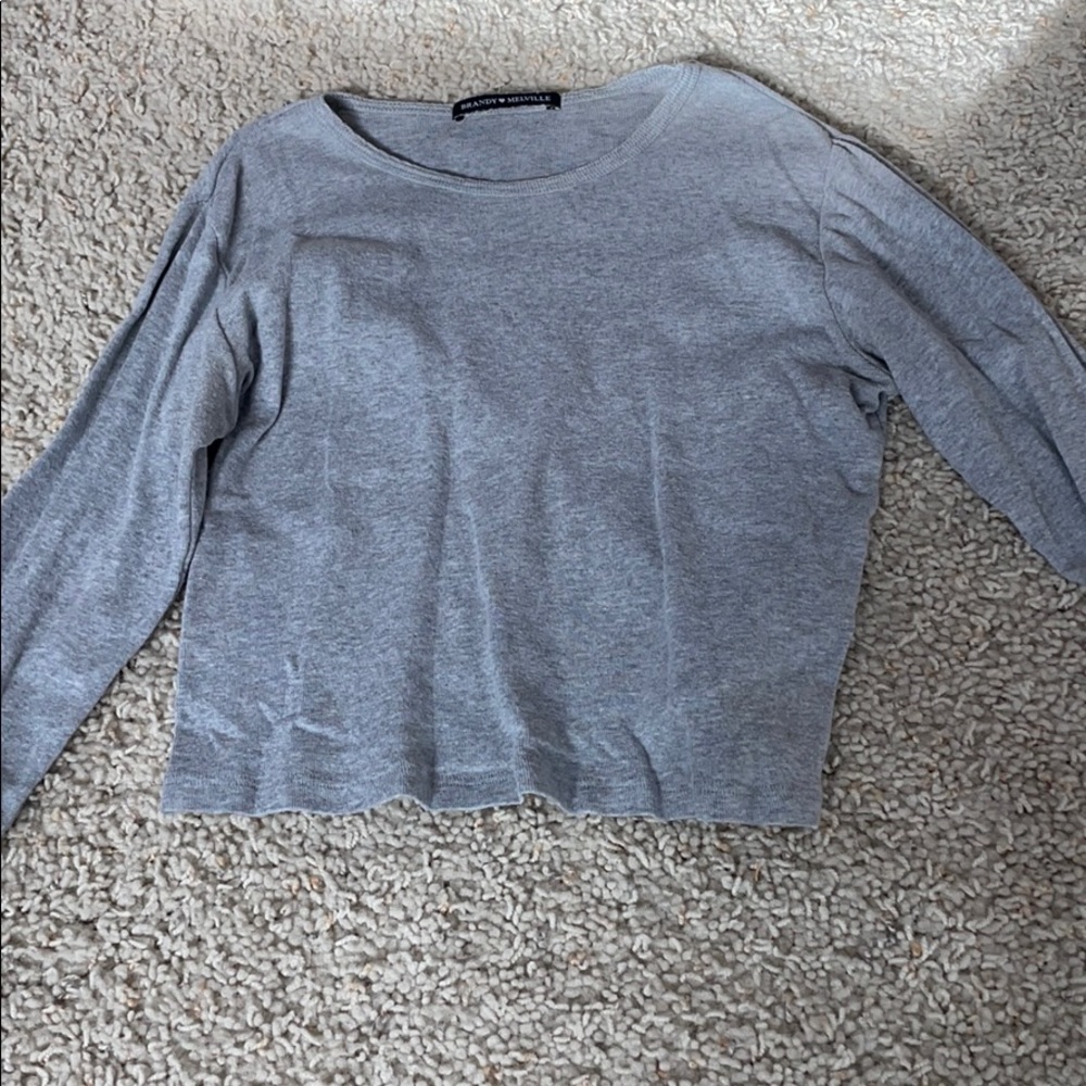 Gray long sleeve crop top